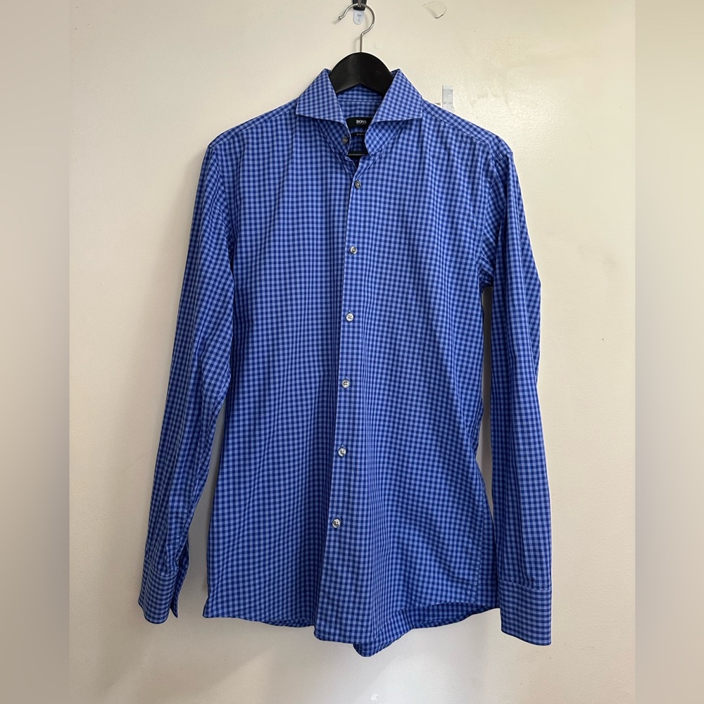 Hugo Boss Men’s Slim Fit Dress shirt Blue Size 15 1/2